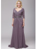 Dusty Purple Chiffon Awesome Mother Of The Bride Dress 